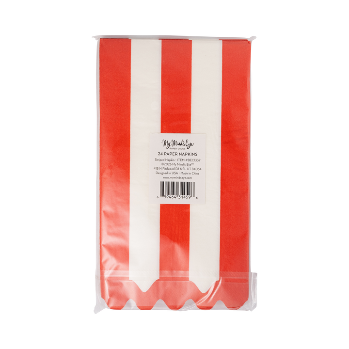 Red Striped Christmas Paper Dinner Napkins