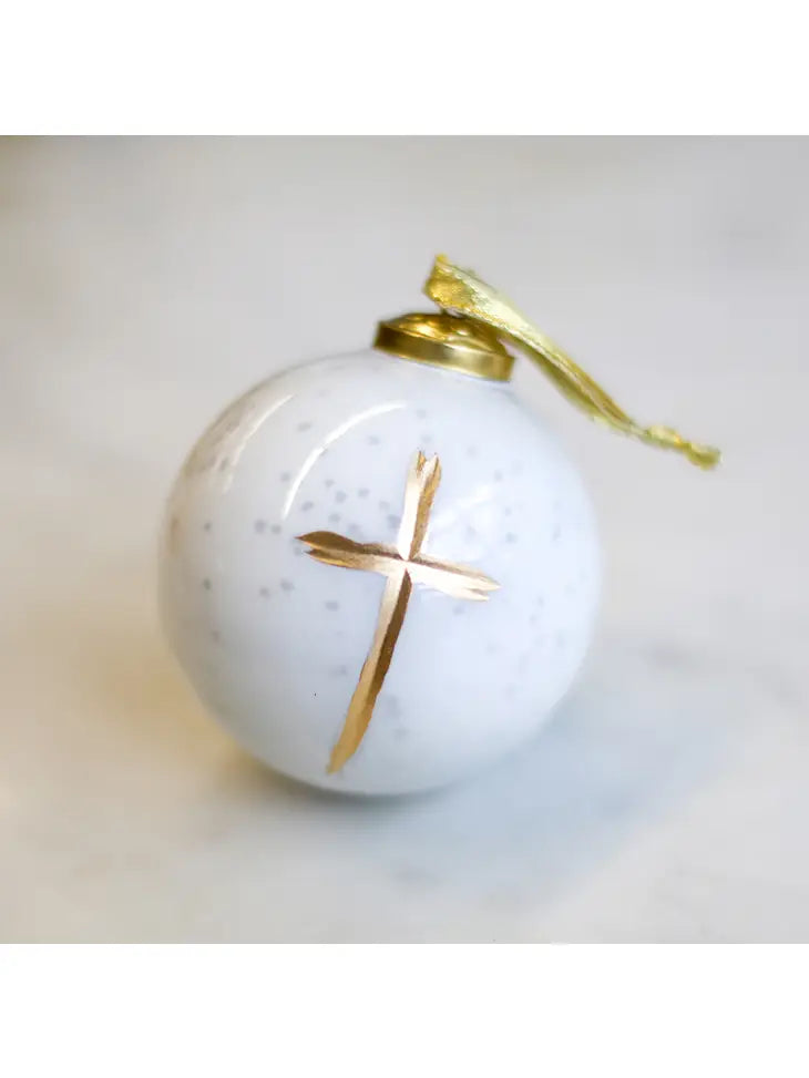 Cruix Glass Ball Ornament WhiteGold - Bloom and Petal