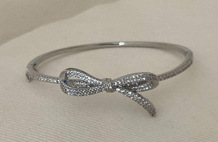 Stainless Steel Crystal Bow Bangle