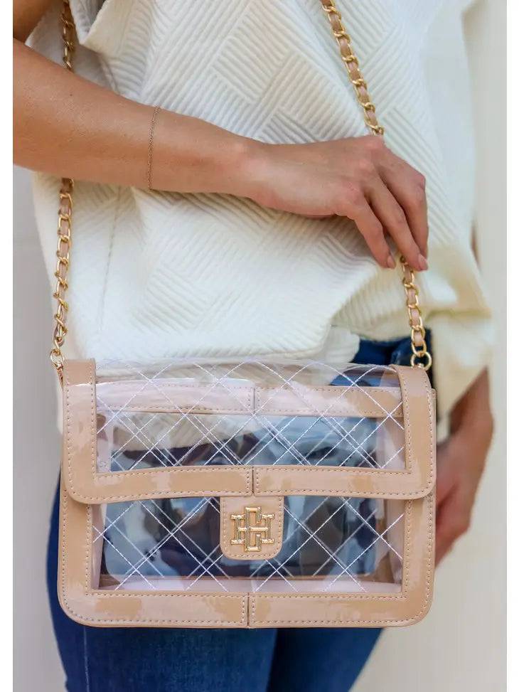 Quinn Quilted Clear Handbag Nude Patent