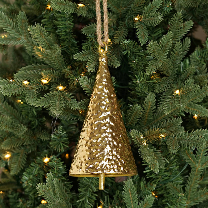 Shiny Gold punched Cone Bell Ornament
