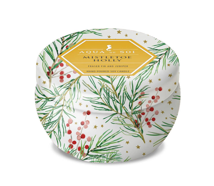 Mistletoe & Holly Candle 4oz Petite Aqua De Soi Tin