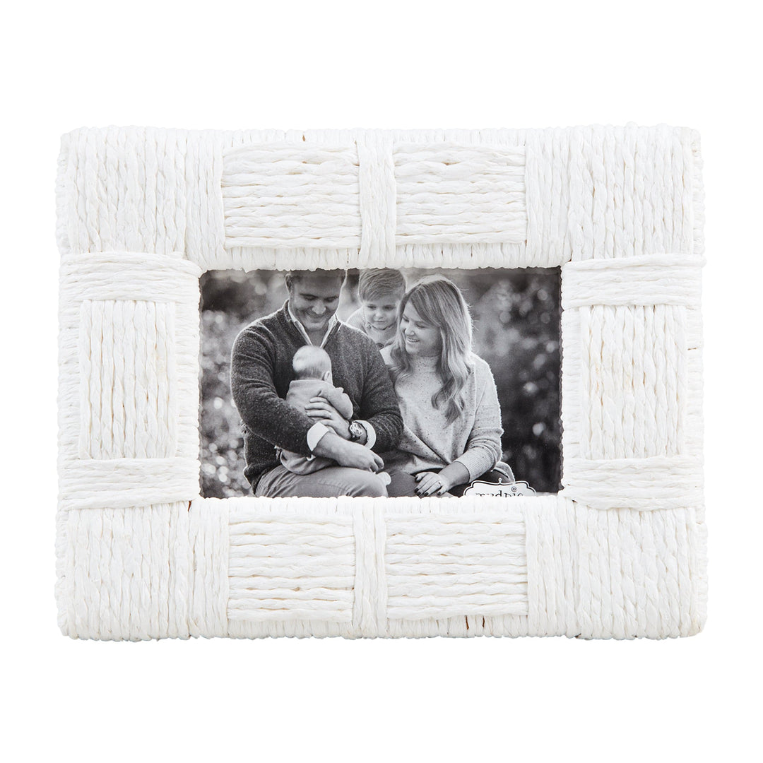 Large White Grass Woven Frame