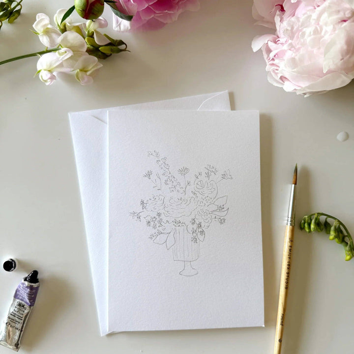 Bouquets paintable watercolor notecard set by Emily Lex