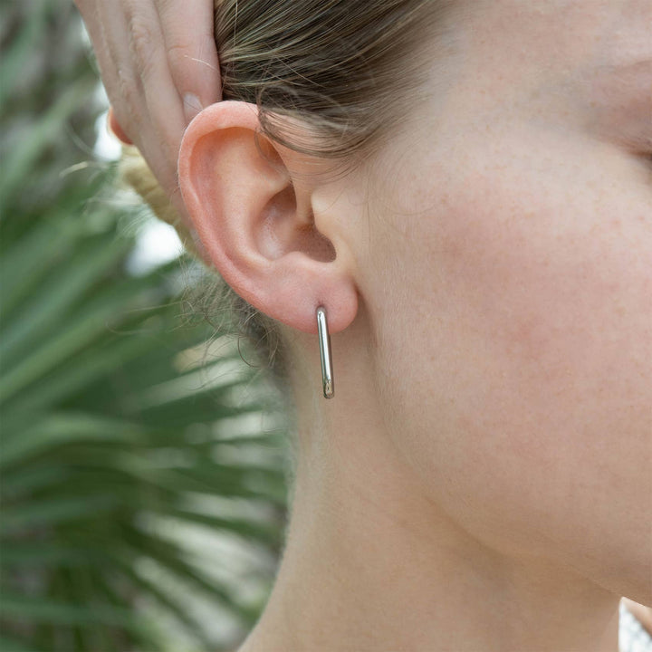 18K Gold PVD Rounded Rectangle Everyday Huggie Earrings: Gold