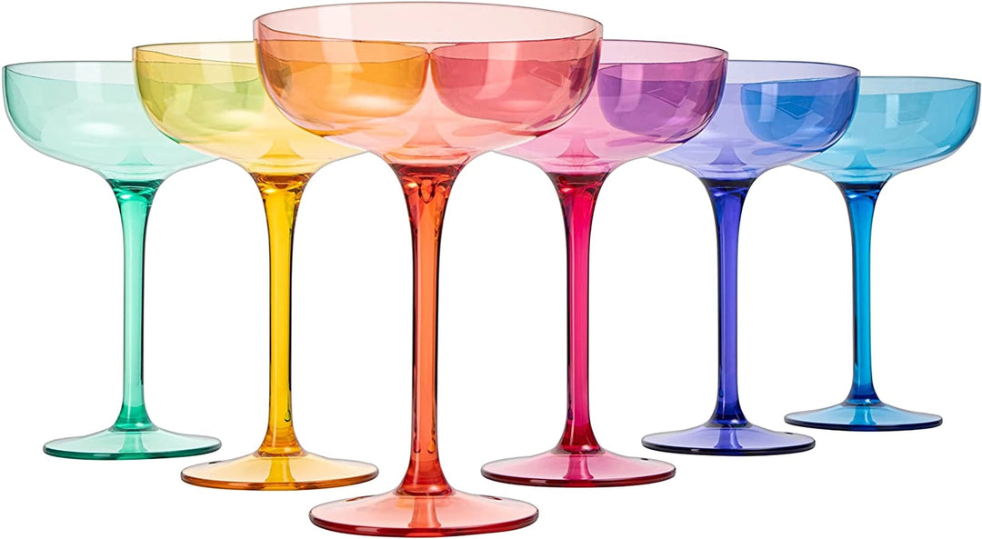 Colored Coupe Margarita Glasses Italian Style Shape 15oz