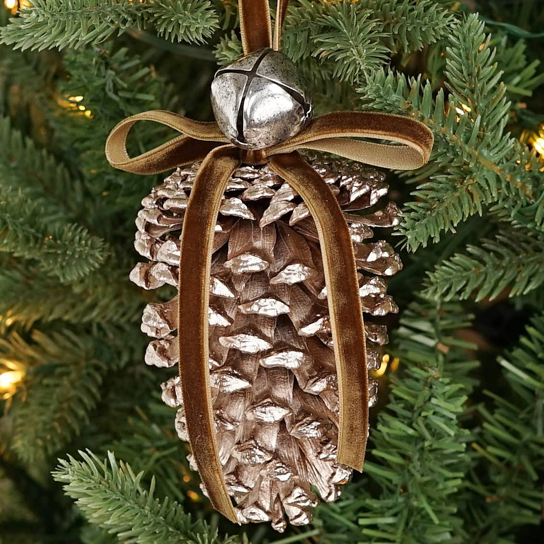 Jumbo Pinecone with Jingle Bell Ornament