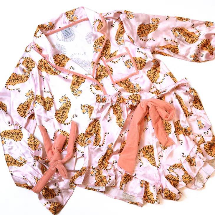 Pink Tiger Satin Short Pj Set