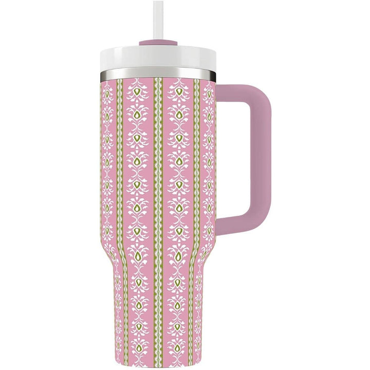 Rosemary Stripe Pink 40 oz. Travel Tumbler by Laura Park