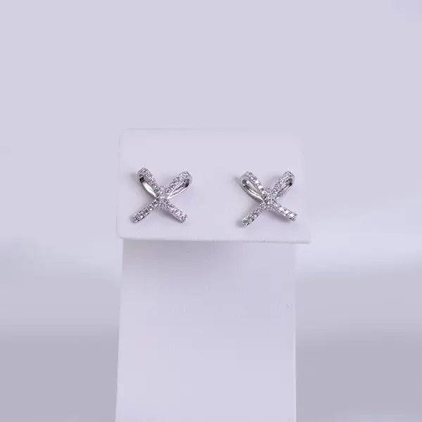 Dressy Silver & Crystal Bow Tie Earrings