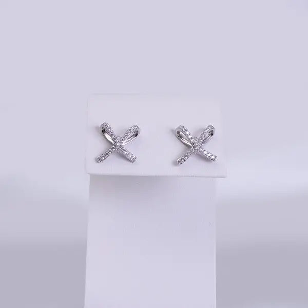 Dressy Silver & Crystal Bow Tie Earrings - Bloom and Petal