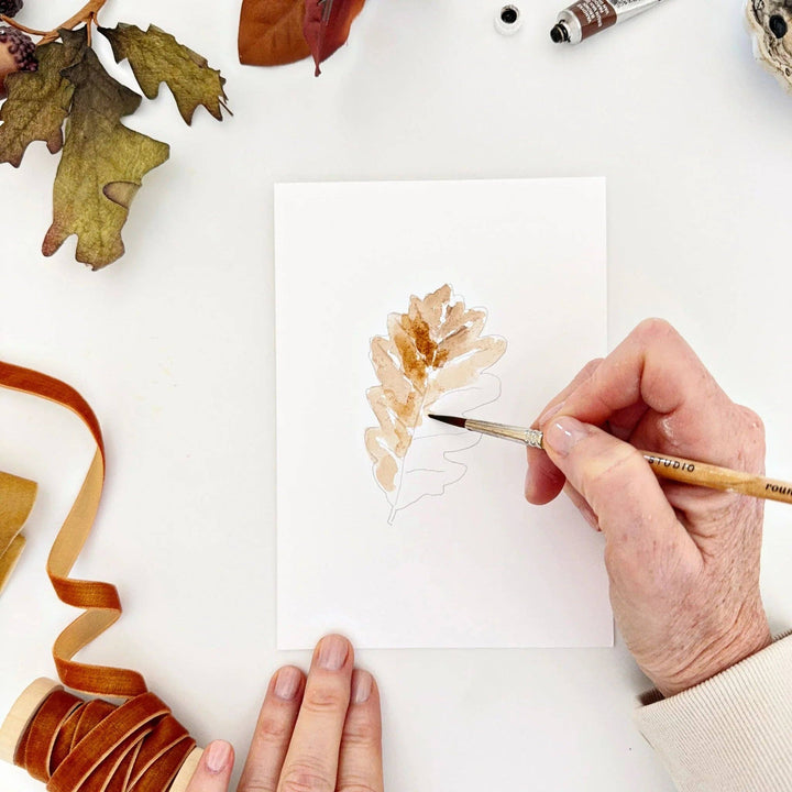 Fall Leaves Paintable Watercolor Notecard Set by Emily Lex
