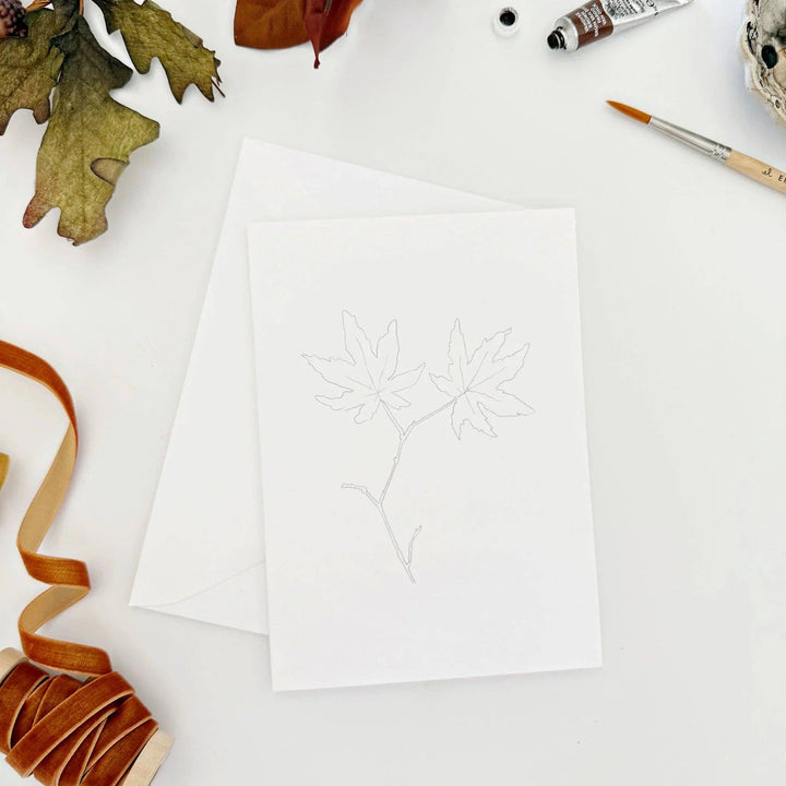 Fall Leaves Paintable Watercolor Notecard Set by Emily Lex