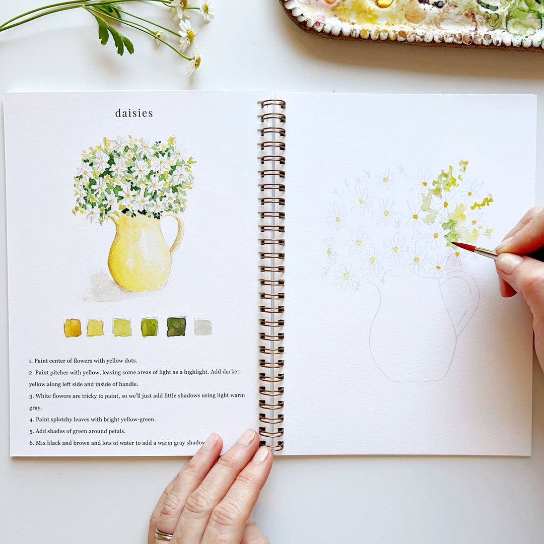 Flowers watercolor workbook by Emily Lex