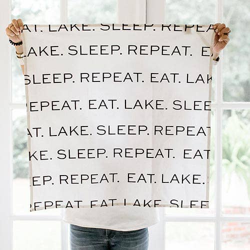 Thirsty Boy Tea Towel - Eat.Lake.Sleep.Repeat. - Bloom and Petal