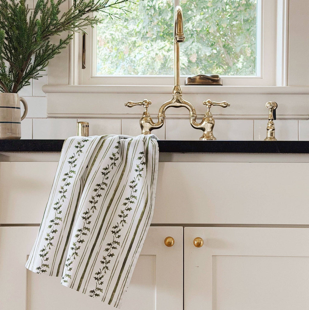 Holly Stripe Tea Towel by Emily Lex