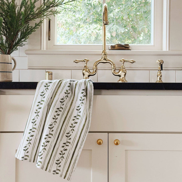 Holly Stripe Tea Towel by Emily Lex