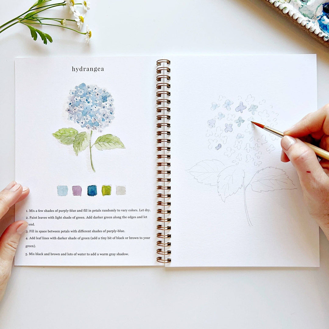 Flowers watercolor workbook by Emily Lex