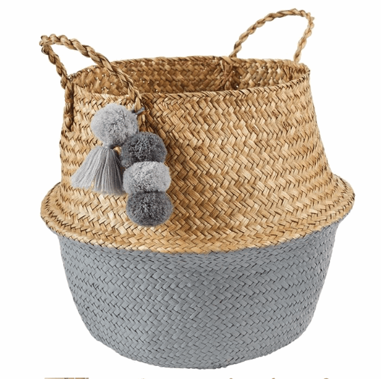 Grey Collapsible Seagrass Basket