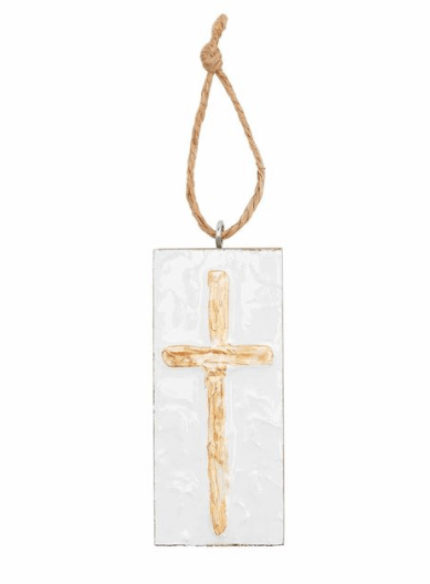 Cross & Angel Block Ornament