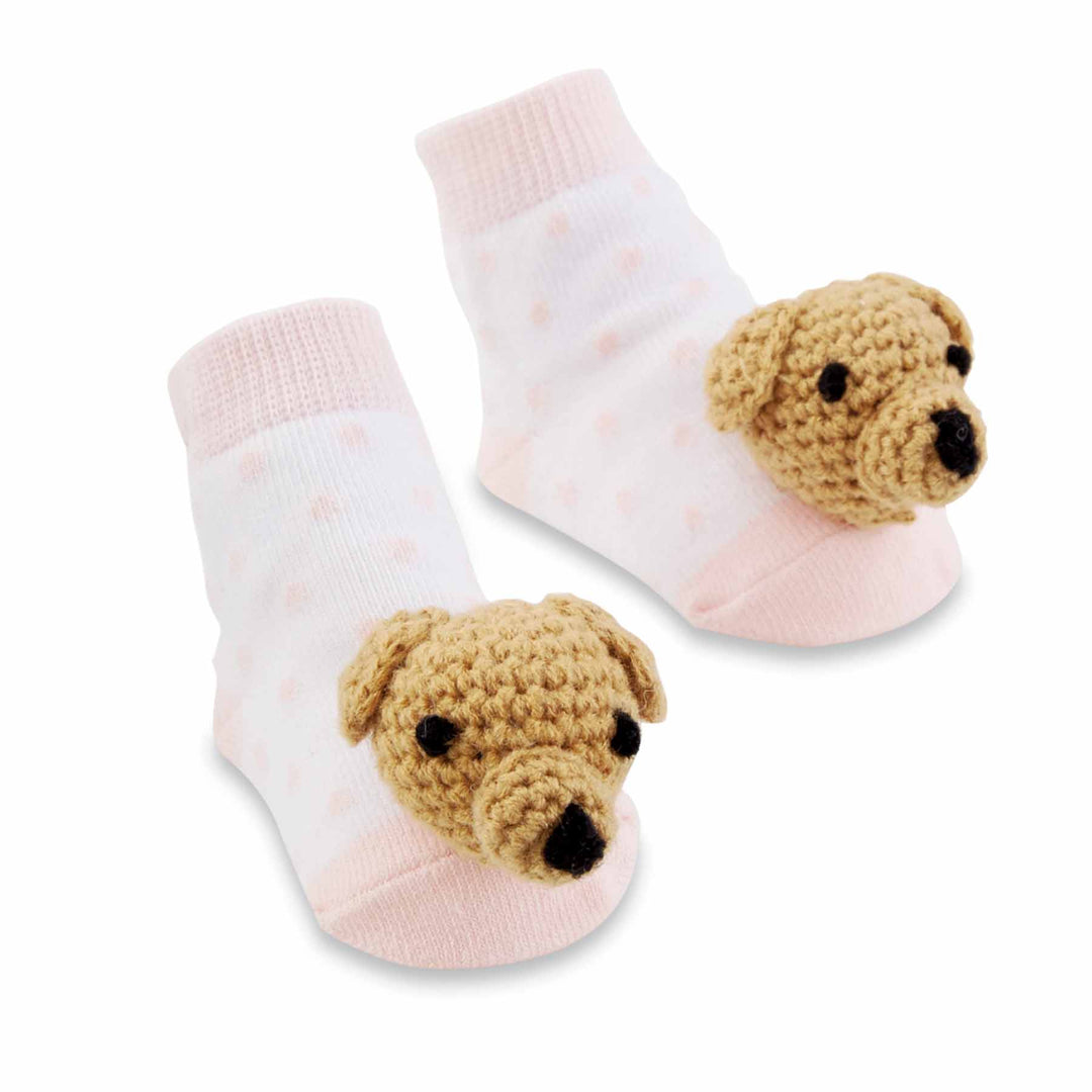 Pink Dog Rattle Toe Socks - Bloom and Petal