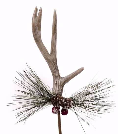 Holiday Brown Antler Berry Pick (11.5") - Bloom and Petal