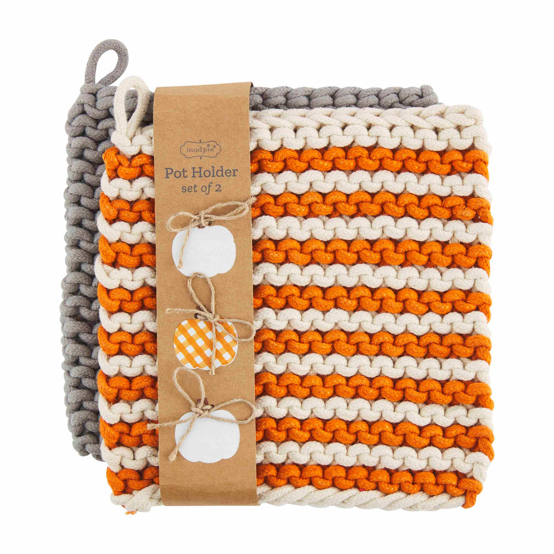 Orange Fall Crochet Pot Holder Set - Bloom and Petal