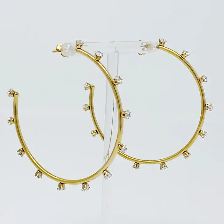 Slim & Jeweled Hoop Earrings - Bloom and Petal