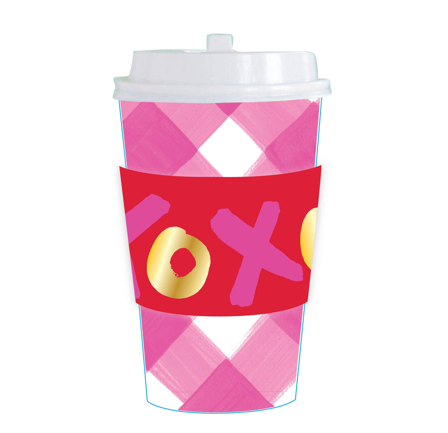 Pink Gingham Cup XOXO Sleeve Hot/Cold Cup with Lid - Bloom and Petal