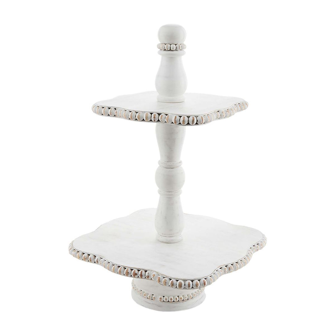 White Beaded Tiered Server - Bloom and Petal