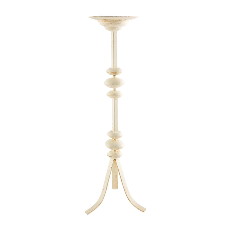 White Distressed Candle Stick - Bloom and Petal