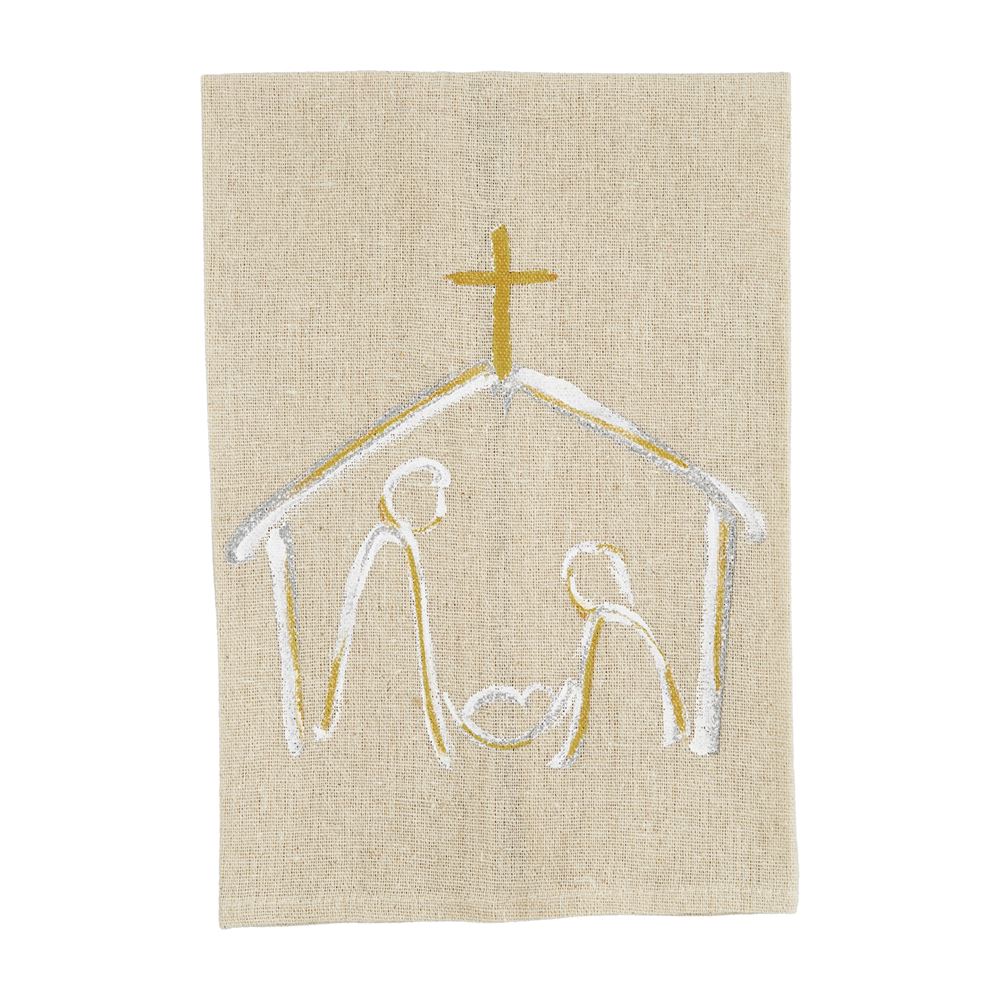 Nativity Gold Christmas Painted Towel - Bloom and Petal