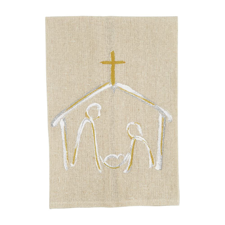 Nativity Gold Christmas Painted Towel - Bloom and Petal
