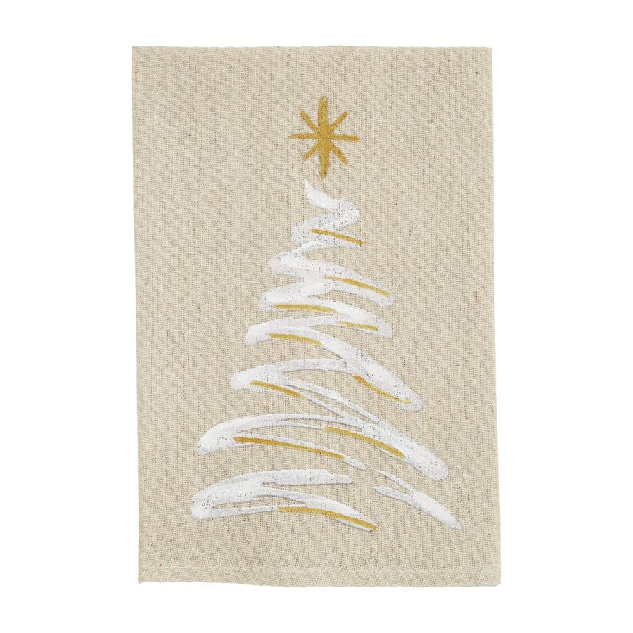 Tree Gold Christmas Painted Towel - Bloom and Petal