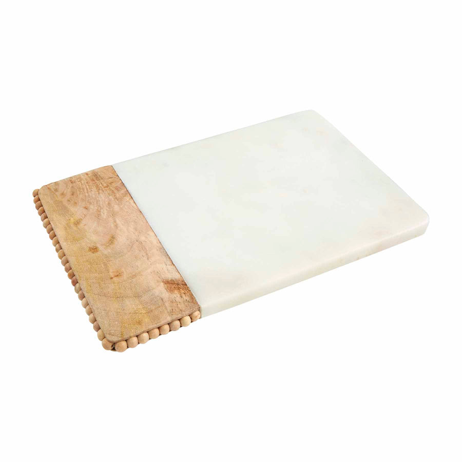 White Beaded Wood & Marble Board - Bloom and Petal