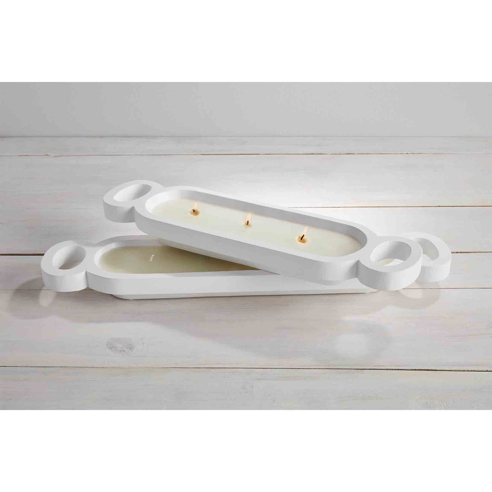 Scented White Long Candle Bowl - Bloom and Petal