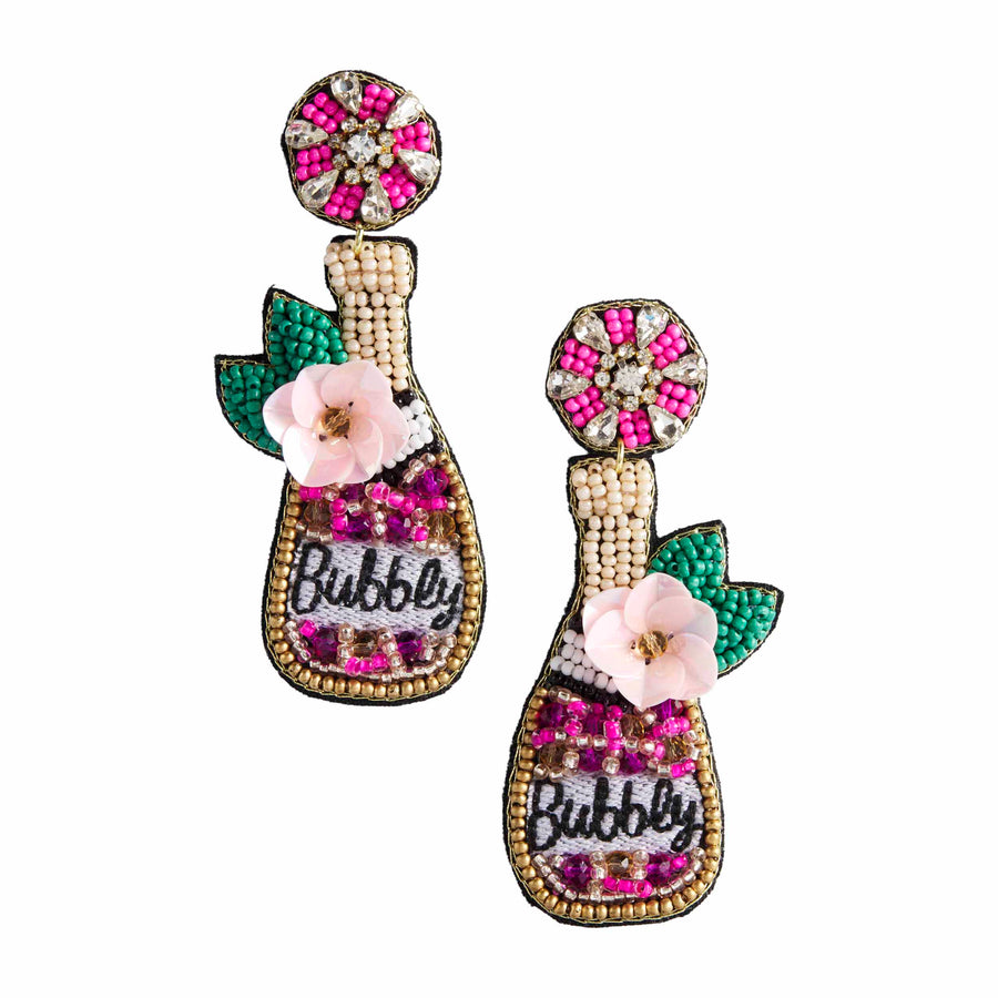 Pink Champagne Beaded Earrings - Bloom and Petal