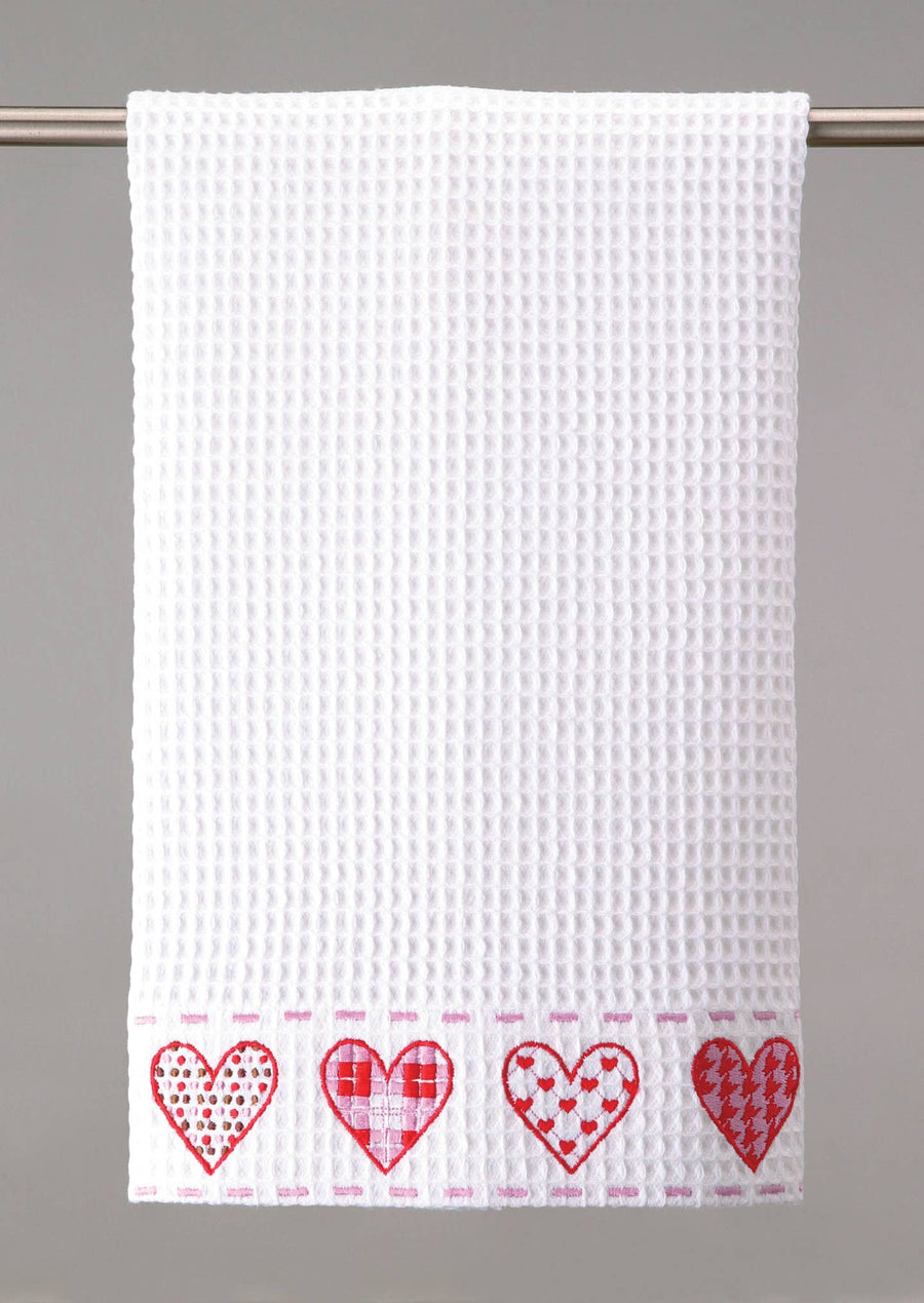 Hearts Waffle Weave Kitchen Towel - Bloom and Petal