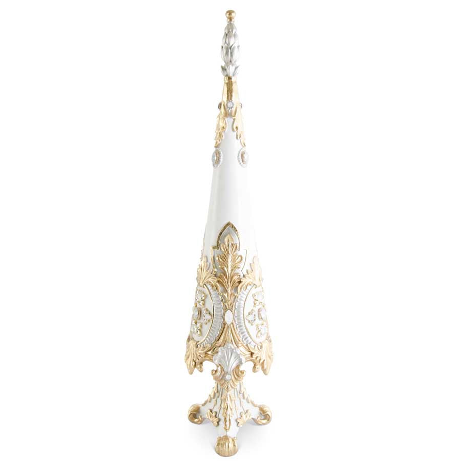 White Glittered Resin Ornate Jeweled Tree - Bloom and Petal