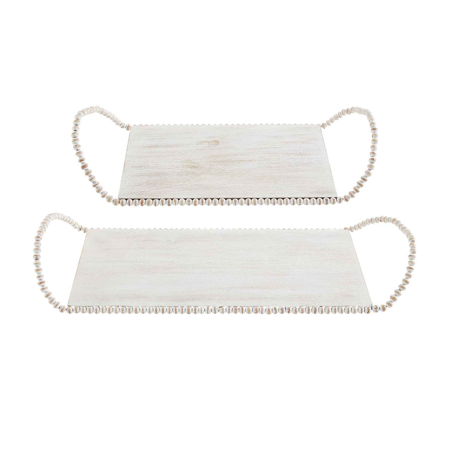 White Beaded Handle Tray - Bloom and Petal