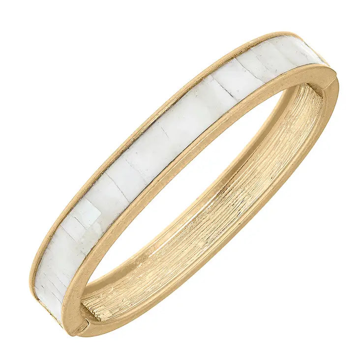 Mariana Hinge Bangle in Mother of Pearl