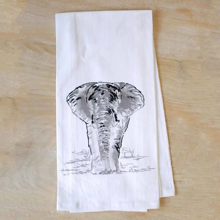 Elephant Flour Sack Hand Towel - Bloom and Petal