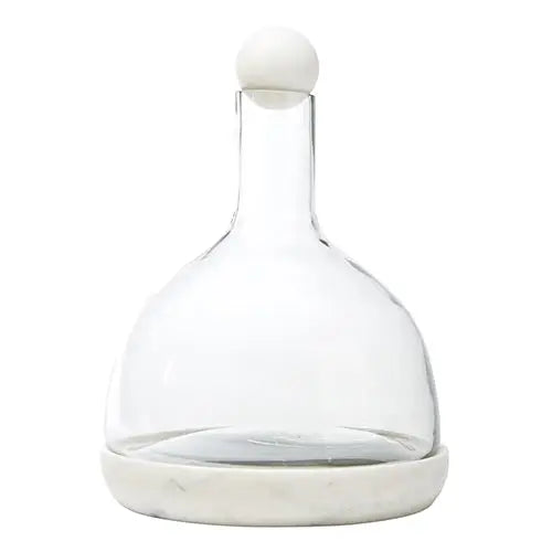 White Marble + Glass Carafe - Bloom and Petal