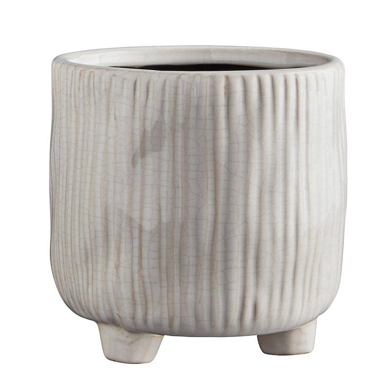 Large White Ceramic Pot with Feet - Bloom and Petal