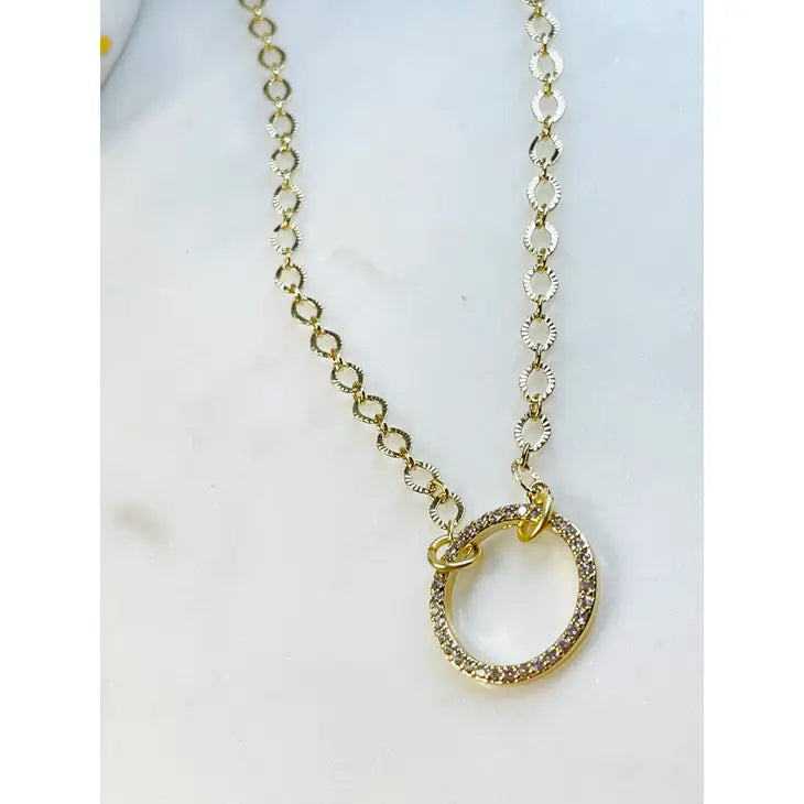 Pave Hoop Ring Necklace - Bloom and Petal