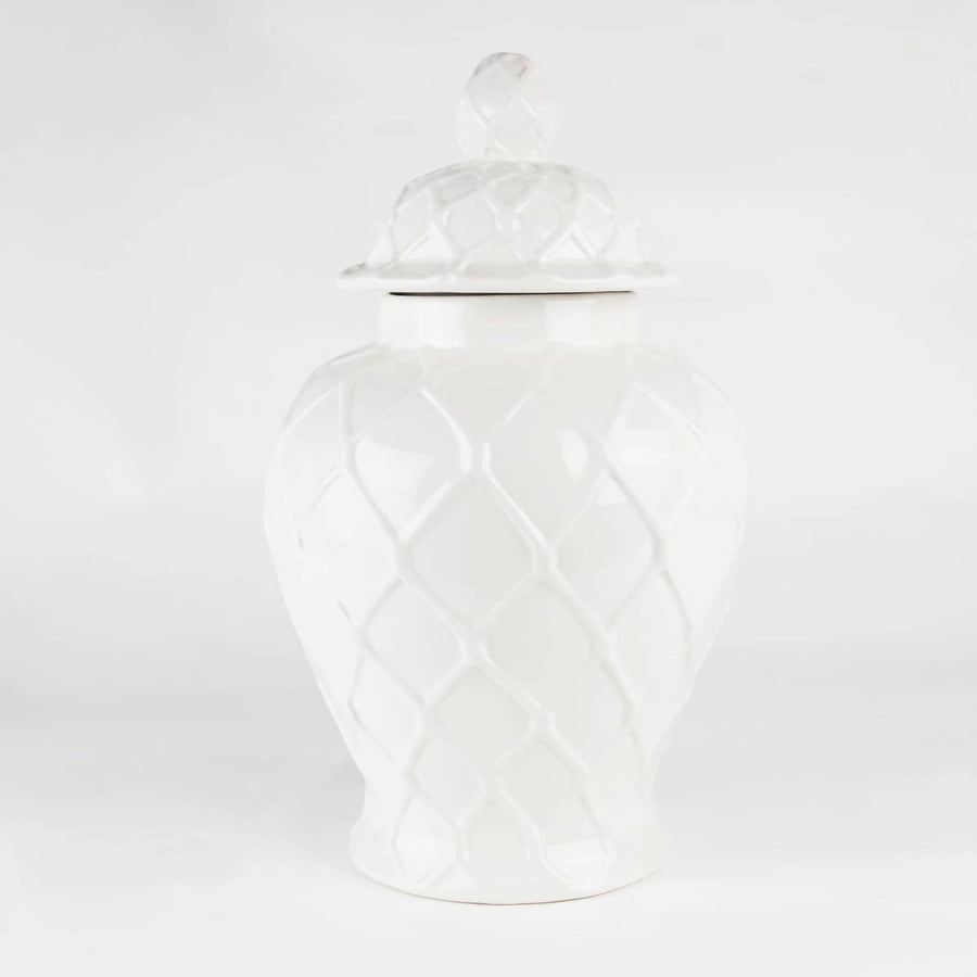 Extra Large White Textured Ginger Jar - Bloom and Petal