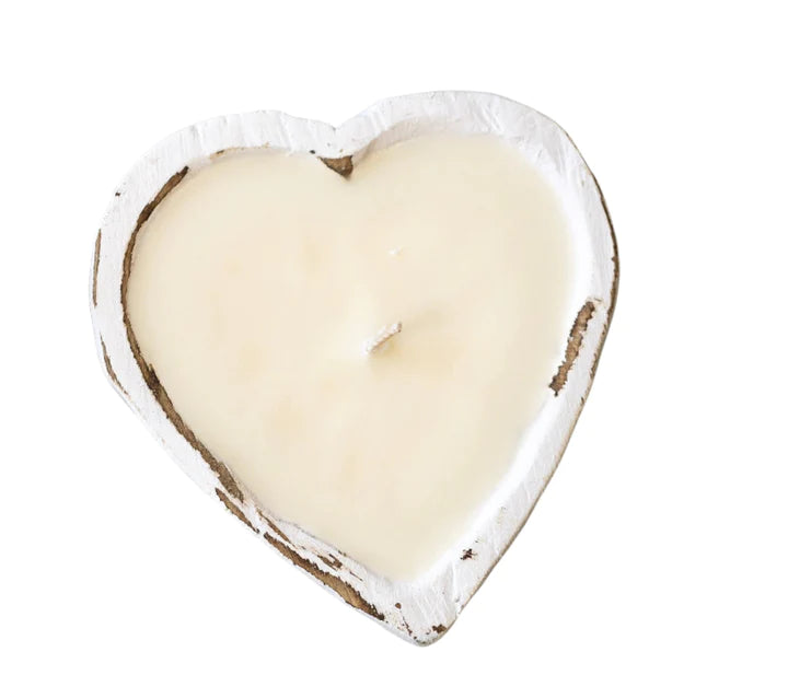 White Heart Shaped Dough Bowl Relax Candle