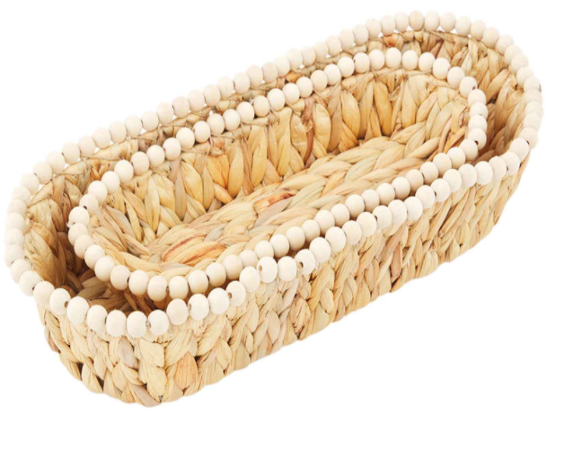 Hyacinth Beaded Bread Basket (2 sizes available)