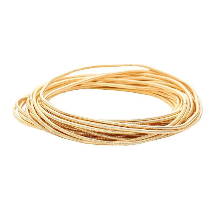 Gold Guitar String Stackable Stretch Bracelets- Set of 30 - Bloom and Petal