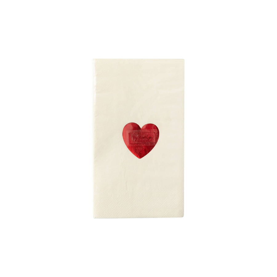 Valentine Red Foil Heart Guest Napkin - Bloom and Petal